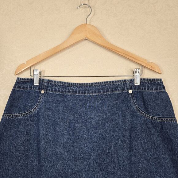 VTG Route 66 Denim Mini Skirt 17/18* Blue Cotton Embroidered Butterfly Hippie - Picture 2 of 11